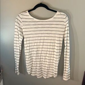 Black and white striped cross back longsleeve top